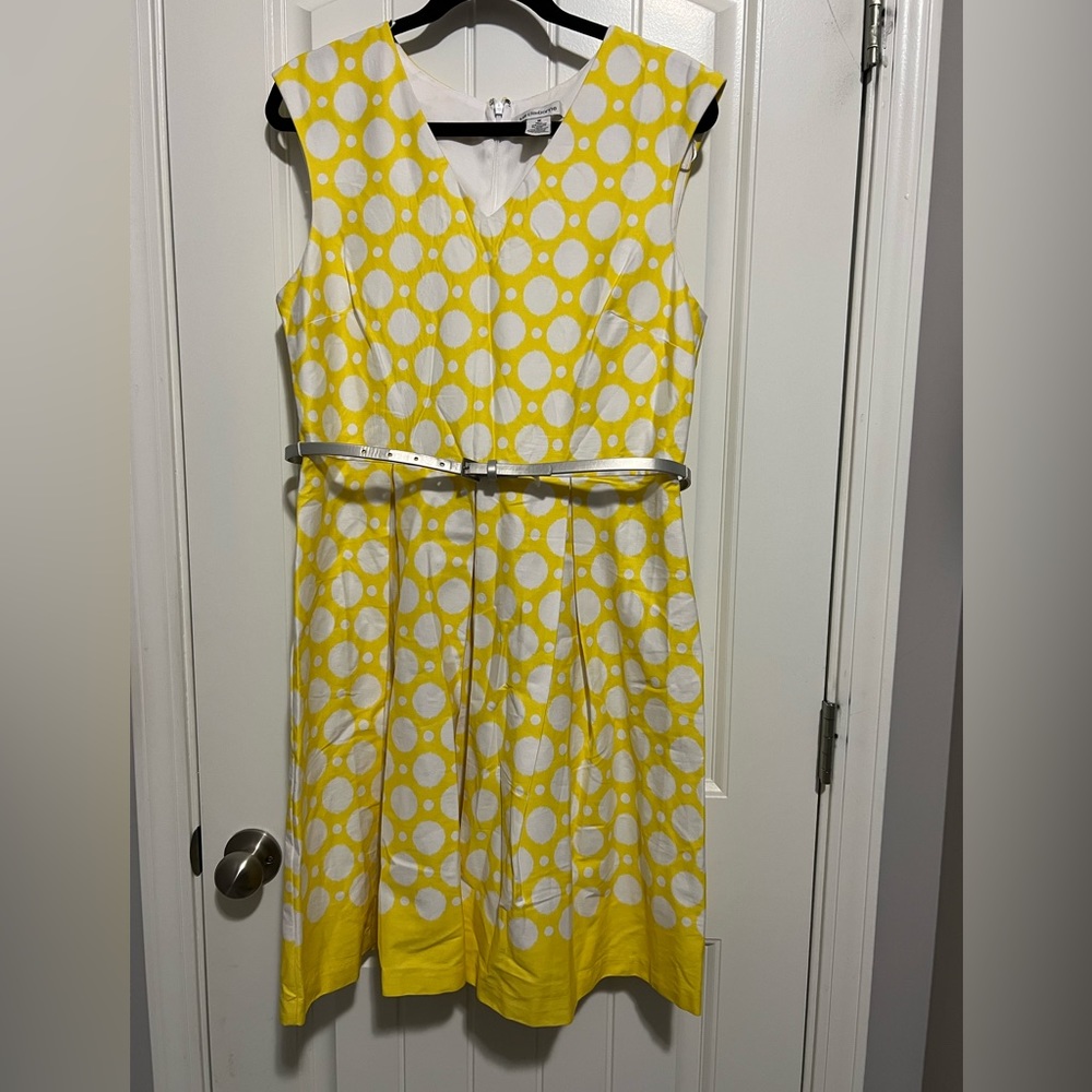 Liz Claiborne Yellow polka dot fit and flare dress